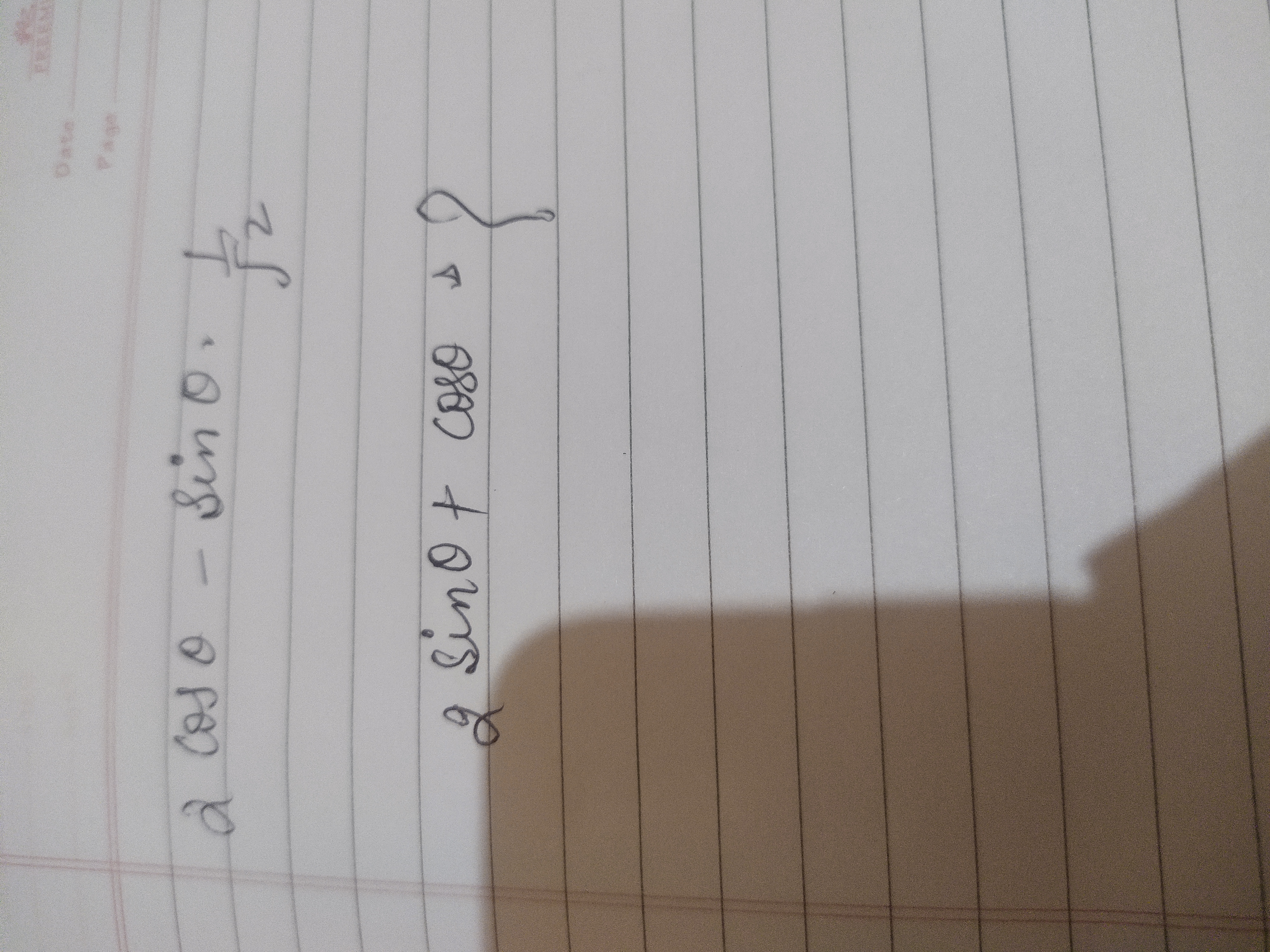 Question image for 2 cos thetha-sin thetha= 1/√2 Find the value of 2